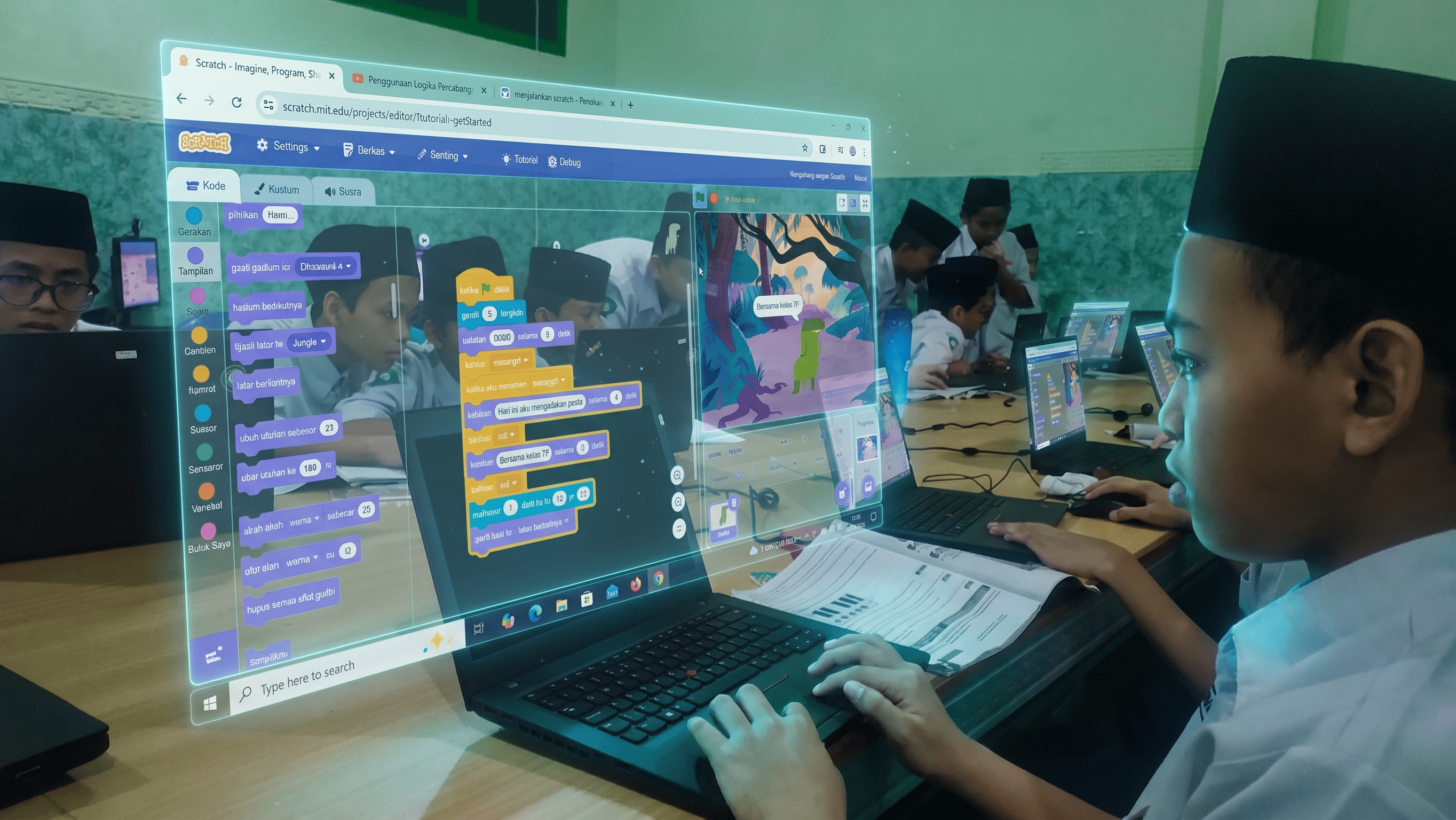 Menilik Proses Kreatif: Siswa Tahfiz MTs Ma’arif NU 2 Sutojayan Dalami Logika Animasi Berbasis AI | Nusalodoyo